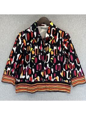Drapers & Damons Petites Womens Blazer Size PM Stretch Colorful Animal Print